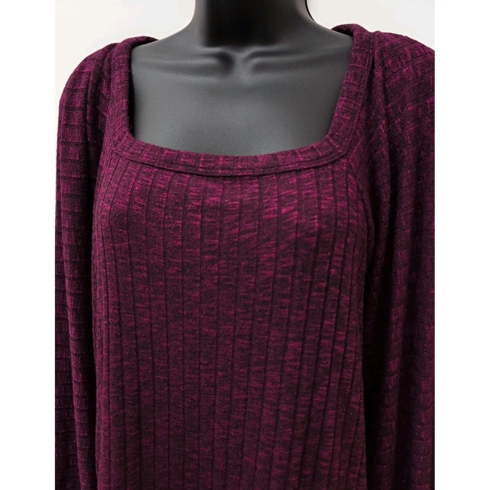 Michael Stars Evereve Fuchsia Heathered Polly Square Neck Top Size XS NWT - Picture 1 of 5